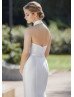 Notch Neck Ivory Mikado Open Back Wedding Dress